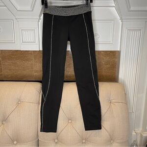 AT: BEBE Sport Leggings Black side line stretchy workout Sz S